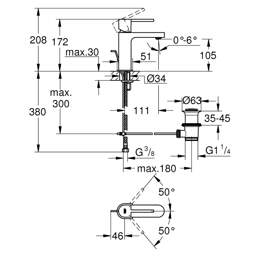 GROHE 32612003 - Izlietnes jaucējkrāns PLUS, izmērs S, spīdīgs hroms