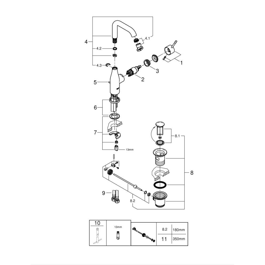 GROHE 32628001 - Izlietnes jaucējkrāns ESSENCE, izmērs L, spīdīgs hroms