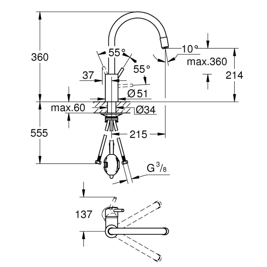 GROHE 32663003 - Izlietnes jaucējkrāns CONCETTO 360 mm spīdīgs hroms