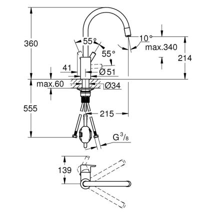 GROHE 32671002 - Virtuves jaucējkrāns FEEL spīdīgs hroms