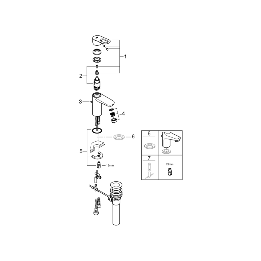GROHE 32814000 - BAULOOP izlietnes jaucējkrāns, pulēts hroms