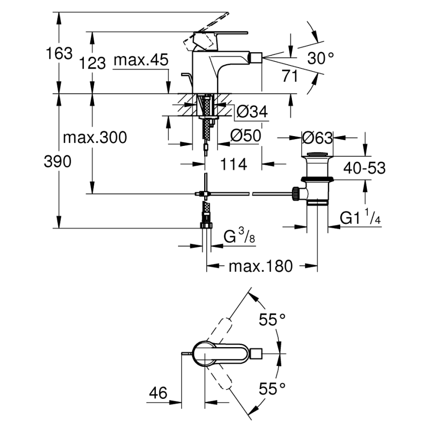 GROHE 32885000 - Bidē jaucējkrāns GET DN 15 spīdīgs hroms