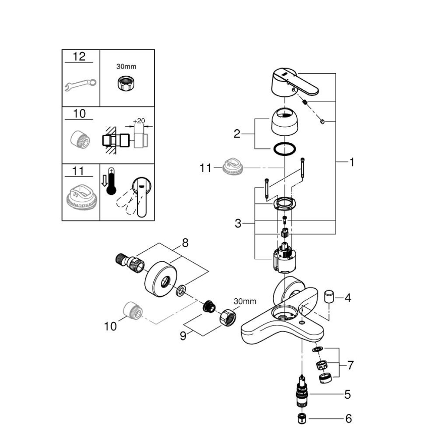 GROHE 32887000 - Vannas jaucējkrāns GET DN 15 ar spīdīgu hroma pārklājumu
