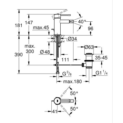 GROHE 32935GN1 - Bidēta jaucējkrāns ESSENCE DN 15, izmērs S, zelta