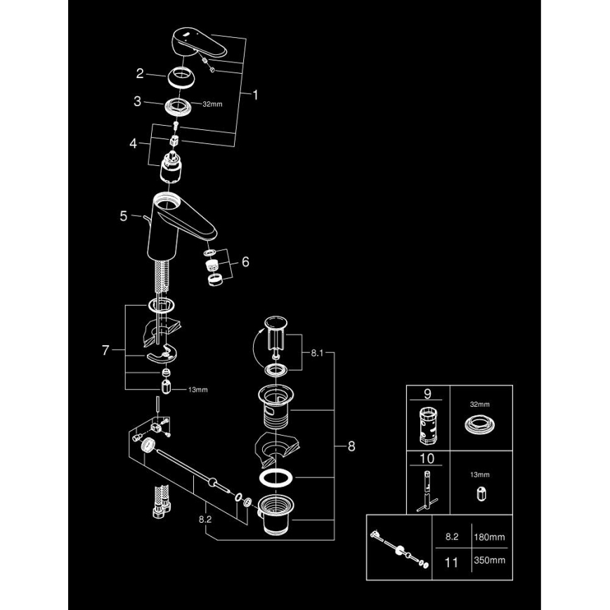 GROHE 3319020E - Izlietnes jaucējkrāns EURODISC COSMOPOLITAN, izmērs S, hromēts
