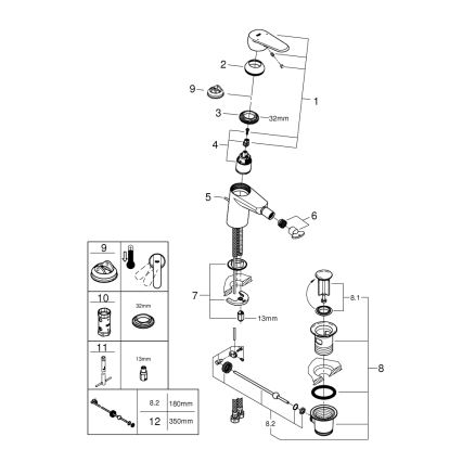 GROHE 33244002 - Bidē jaucējkrāns EURODISC COSMOPOLITAN DN 15 spīdīgs hroms