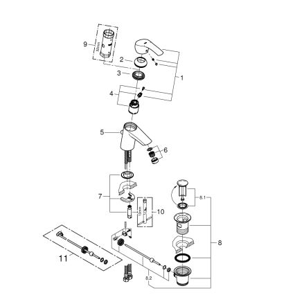 GROHE 33265002 - Izlietnes jaucējkrāns EUROSMART DN 15, izmērs S, spīdīgs hroms