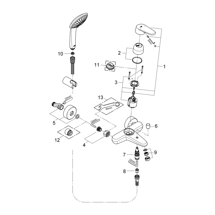 GROHE 33395002 - Vannas komplekts ar jaucējkrānu EURODISC COSMOPOLITAN, spīdīgs hroms