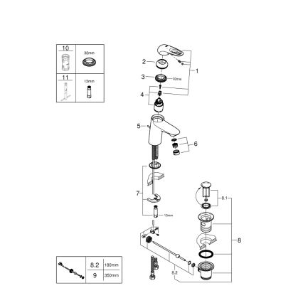 GROHE 33558LS3 - izlietnes jaucējkrāns EUROSTYLE izmērs S balts