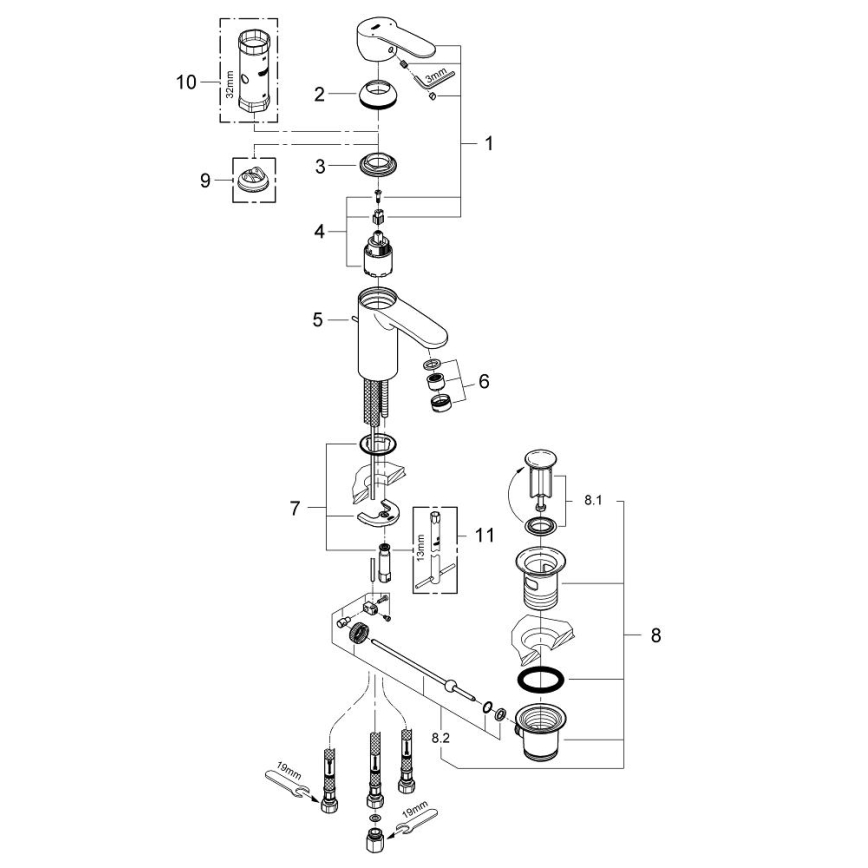 GROHE 33561002 - Izlietnes jaucējkrāns EUROSTYLE COSMOPOLITAN DN 15 spīdīgs hroms