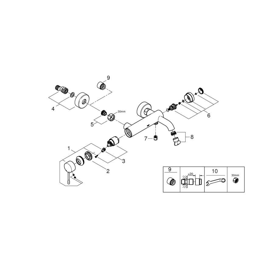 GROHE 33624DL1 - Vannas jaucējkrāns ESSENCE, 193 mm, birstēta vara apdare