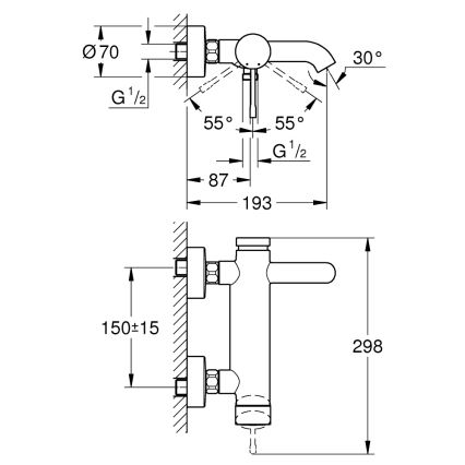 GROHE 33624DL1 - Vannas jaucējkrāns ESSENCE, 193 mm, birstēta vara apdare