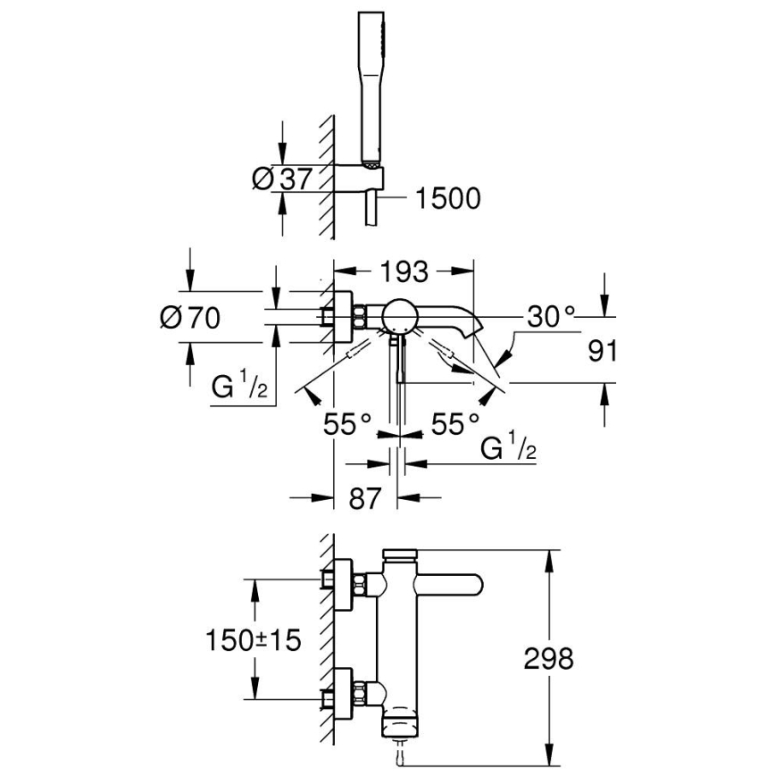 GROHE 33628001 - Vannas komplekts ar jaucējkrānu ESSENCE DN 15 spīdīgs hroms