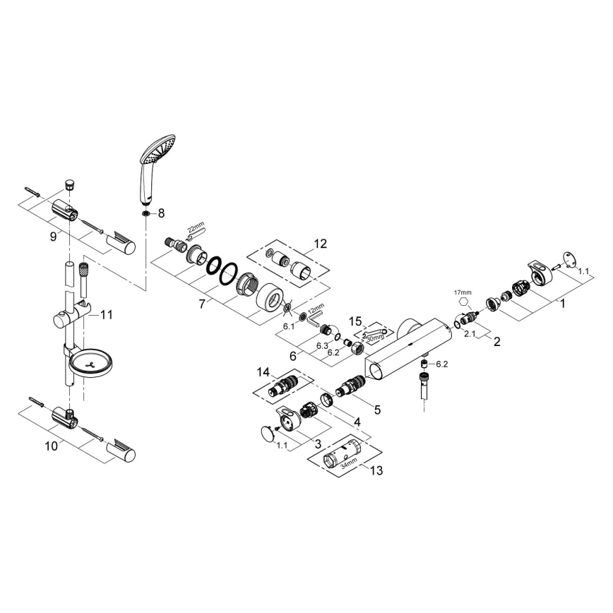 GROHE 34195001 - termostata dušas jaucējkrāns GROHTHERM 2000 ar EUPHORIA 110 komplektu, hromēts