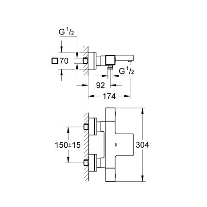 GROHE 34497000 - termostatisks vannas jaucējkrāns GROHTHERM CUBE DN 15, pulēts hroms