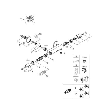 GROHE 34550000 - Termostatiskais dušas jaucējkrāns GROHTHERM 1000 DN 15 hroms