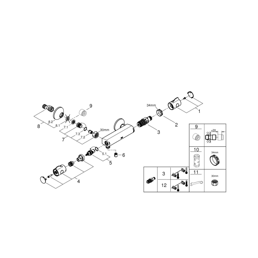 GROHE 34558000 - Termostatisks dušas jaucējkrāns GROHTHERM 800 DN 15 spīdīgs hroms