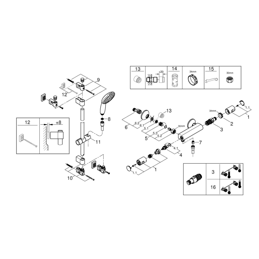 GROHE 34597001 - Termostatiskais dušas jaucējkrāns PRECISION START DN 15 hroms