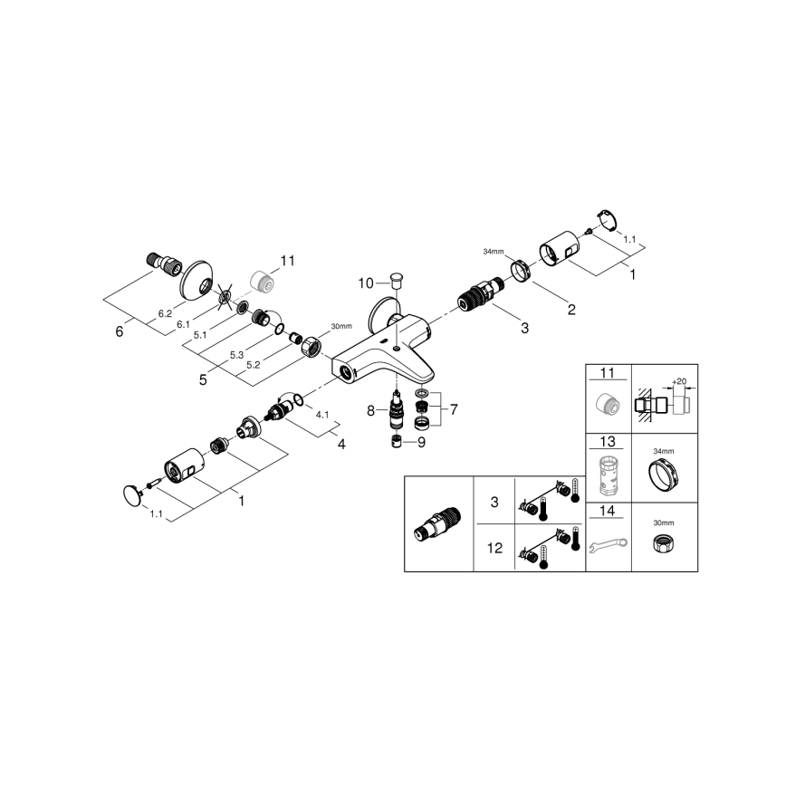 GROHE 345982430 - Termostatiskais vannas jaucējkrāns PRECISION START 168 mm, melns