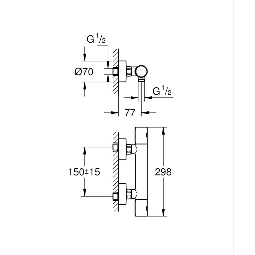 GROHE 34765000 - termostatiskais dušas jaucējkrāns GROHTHERM COSMOPOLITAN DN 15, hroms