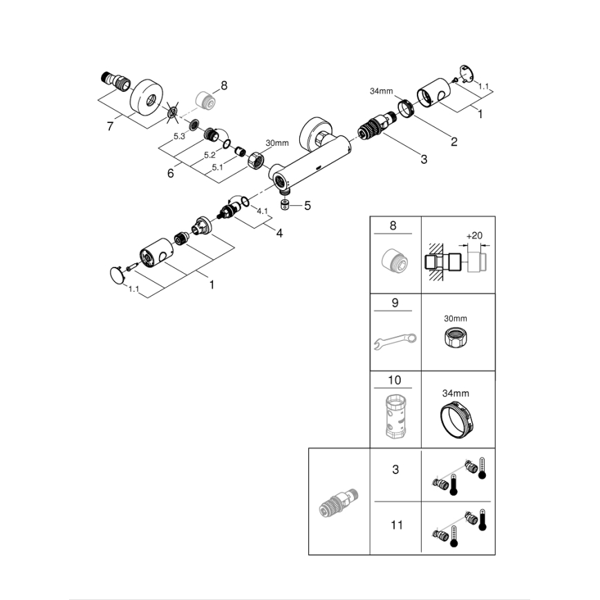 GROHE 34773000 - Termostatisks dušas jaucējkrāns PRECISION GET DN 15 spīdīgs hroms