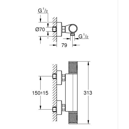 GROHE 34790000 - Termostatiskais dušas jaucējkrāns PRECISION FEEL DN 15 hromēts