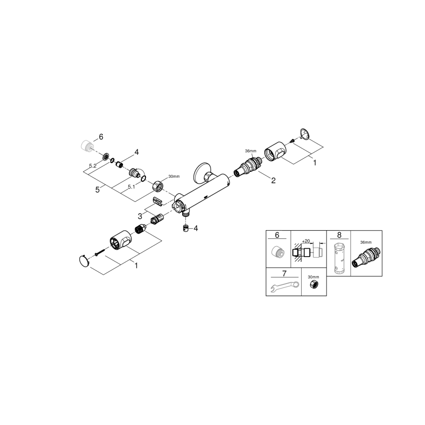 GROHE 34799000 - Termostatiskais dušas jaucējkrāns PRECISION FLOW DN 15 hroms