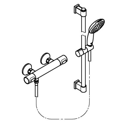 GROHE 34800001 - Dušas komplekts ar termostatisku jaucējkrānu PRECISION FLOW 600 mm spīdīgs hroms