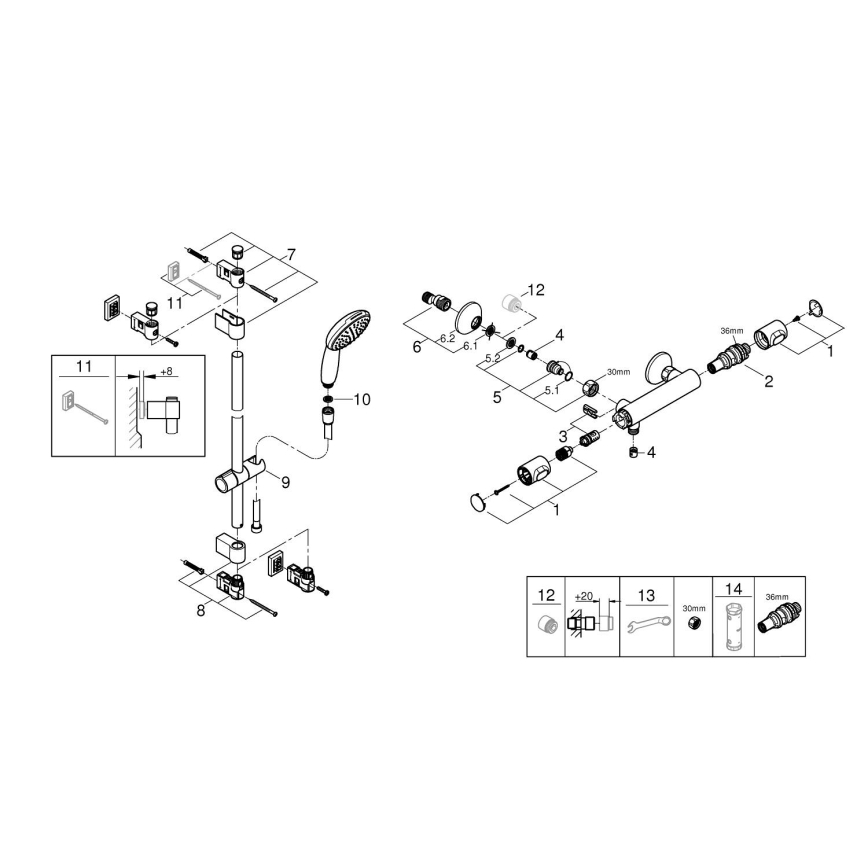 GROHE 34805001 - Termostatiskais dušas jaucējkrāns PRECISION FLOW DN 15 hromēts