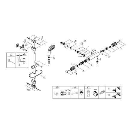 GROHE 34853001 - termostatisks dušas jaucējkrāns PRECISION FEEL + 90 cm komplekts, hroms