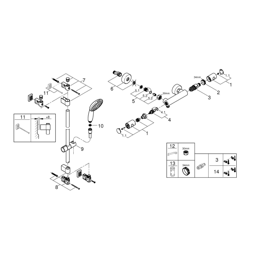 GROHE 34857000 - Termostatiskais dušas jaucējkrāns PRECISION GET 12” spīdīgs hroms