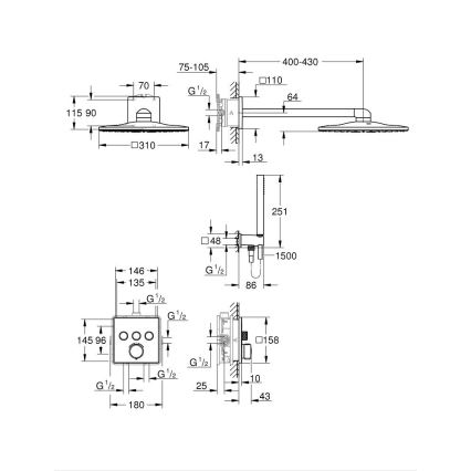 GROHE 34875000 - Dušas sistēma PRECISION SMARTCONTROL 310 mm glancēts hroms