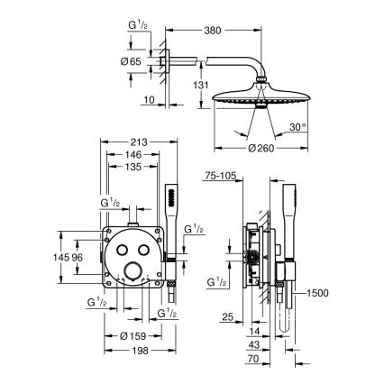 GROHE 34878000 - Dušas sistēma PRECISION SMARTCONTROL 260 mm spīdīgs hroms