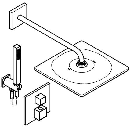 GROHE 34879000 - Iebūvējama dušas sistēma PRECISION CUBE 310 × 310 mm, hroma apdare