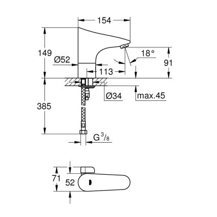 GROHE 36207001 - Elektronisks izlietnes jaucējkrāns EUROPLUS E DN 15 spīdīgs hroms