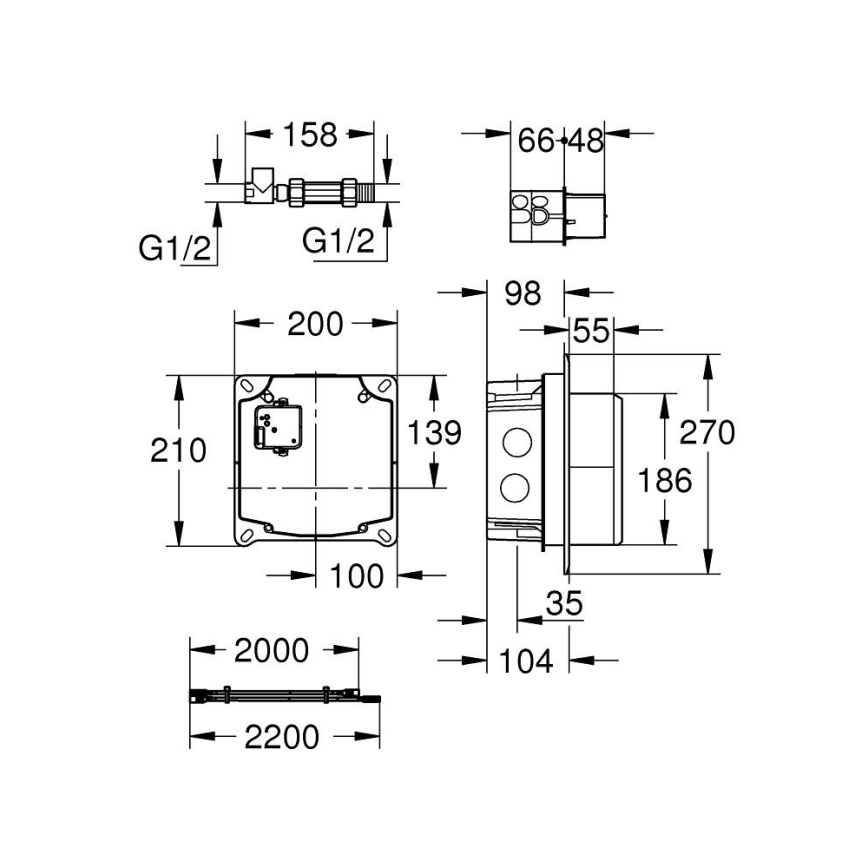 GROHE 36264001 - ESSENSE E slēptais iebūvējamais komplekts, glancēts hroms