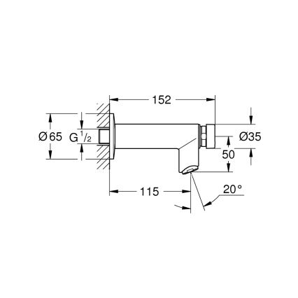 GROHE 36266000 - Automātiski aizverams sienas vārsts EUROECO COSMOPOLITAN T DN 15 hroms