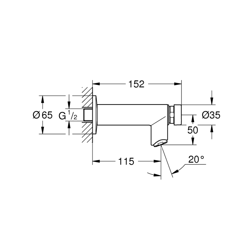 GROHE 36266000 - Automātiski aizverams sienas vārsts EUROECO COSMOPOLITAN T DN 15 hroms