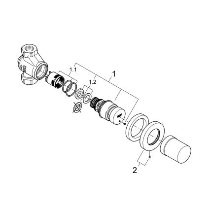 GROHE 36268000-Pašslēdzams caurplūdes vārsts EUROECO COSMOPOLITAN T DN 15 hromēts