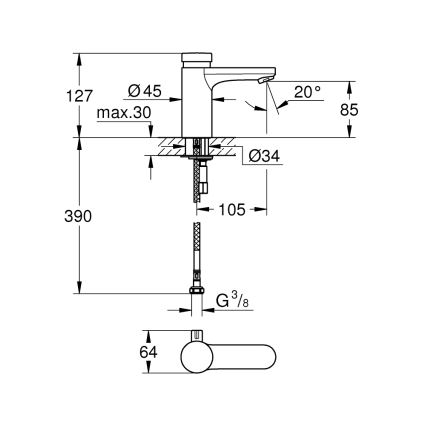 GROHE 36317000 - Pašslēdzamais izlietnes jaucējkrāns EUROSMART COSMOPOLITAN T, hromēts