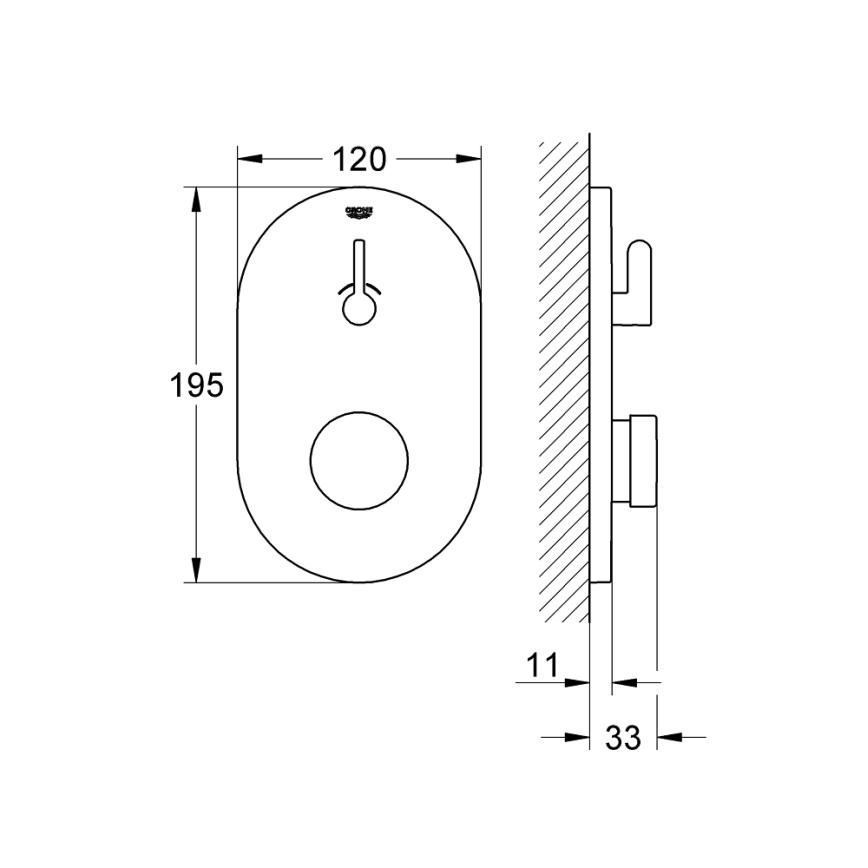 GROHE 36321000 - Automātiski aizverams dušas jaucējkrāns EUROSMART COSMOPOLITAN T, hromēts