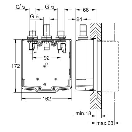 Grohe 36322001 - Iebūvējamais korpuss jaucējkrānam EUROSMART COSMOPOLITAN T