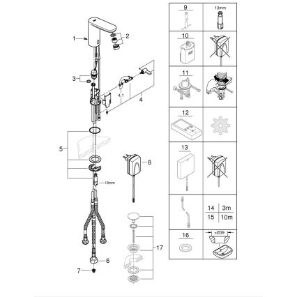 GROHE 36324001 - Infrasarkanais elektroniskais jaucējkrāns izlietnei EUROSMART COSMOPOLITAN E hroms