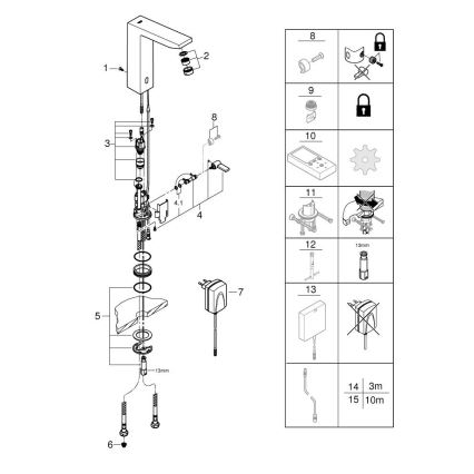 GROHE 36440000 - Infrasarkanais elektroniskais izlietnes jaucējkrāns EUROCUBE E DN 15 hromēts