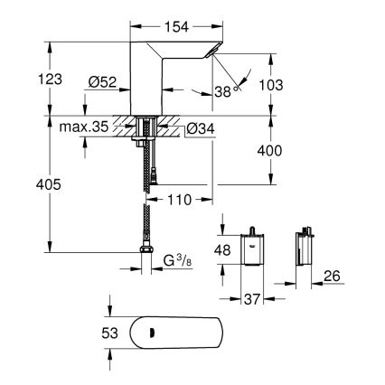 GROHE 36452000 - infrasarkanais elektroniskais izlietnes jaucējkrāns BAU COSMOPOLITAN E hroms