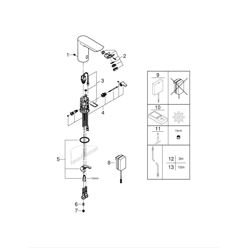 GROHE 36453000 - infrasarkanais elektroniskais izlietnes jaucējkrāns BAU COSMOPOLITAN E 123 mm hroms