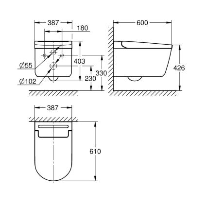 GROHE 36507SH0 - SENSIA dušas tualete 600 × 387 × 403 mm keramika/balta