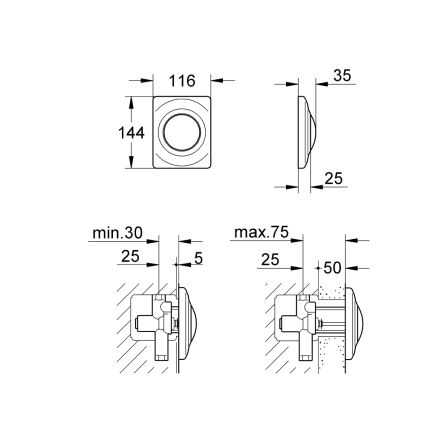 GROHE 37018SH0 - Vadības poga SURF 116 × 144 mm balta