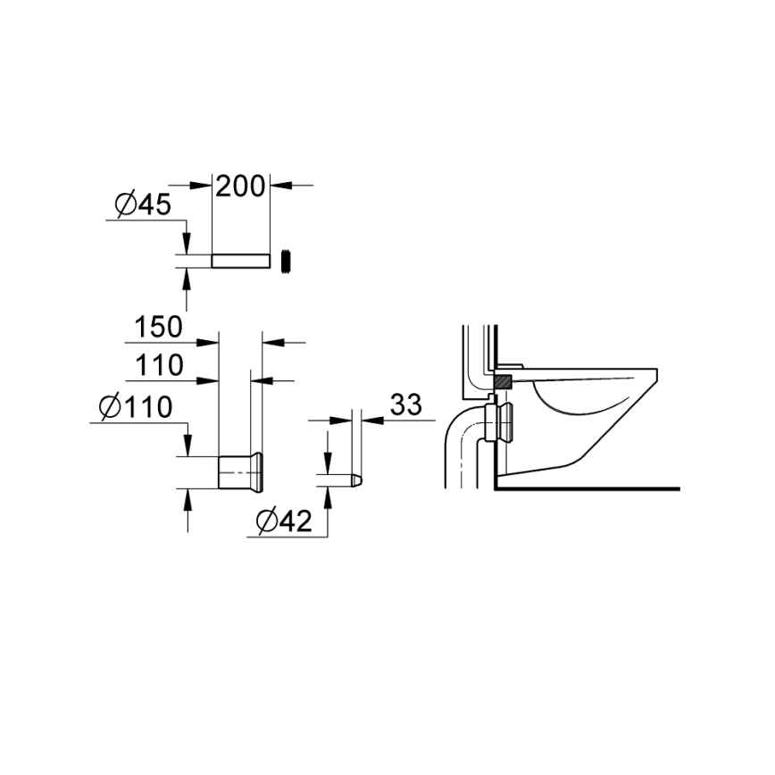 GROHE 37104K00 - Pievades un atteces komplekts WC, melns