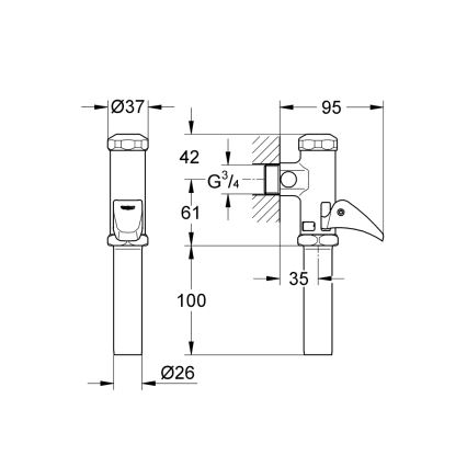 GROHE 37139000 - Automātiskais skalošanas vārsts DAL 34” spīdīgs hroms